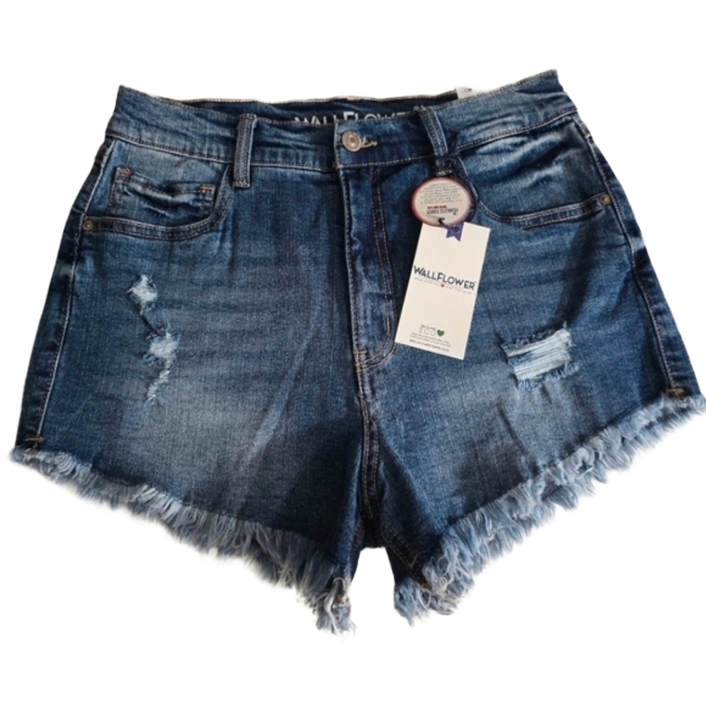 Wallflower Super High Rise Fearless Curvy Cutoff Jean Shorts Sz 9 Nwt